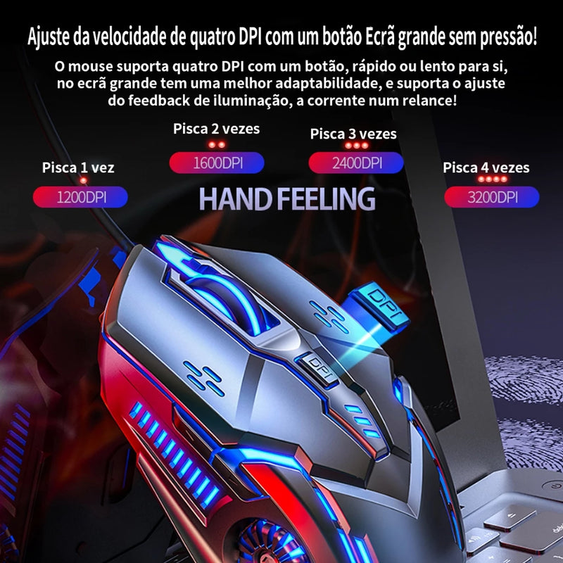 Mouse Gamer FireX RGB – 7 Cores, 6 Botões, 4 DPIs