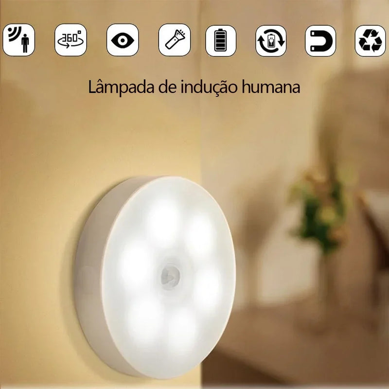 KIT6/10 Luminárias Led S/ Fio Com Sensor Presença