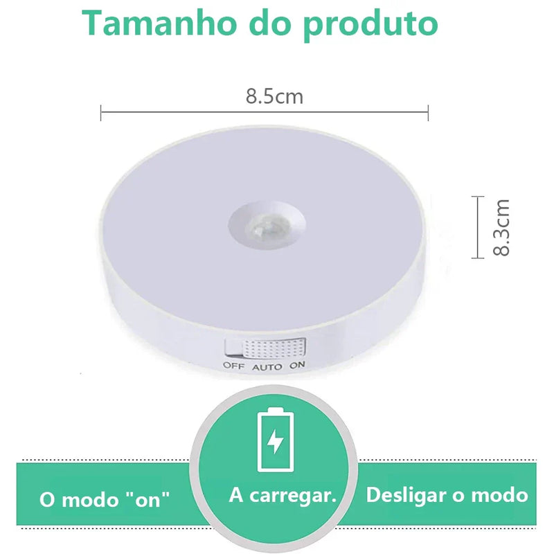 KIT6/10 Luminárias Led S/ Fio Com Sensor Presença