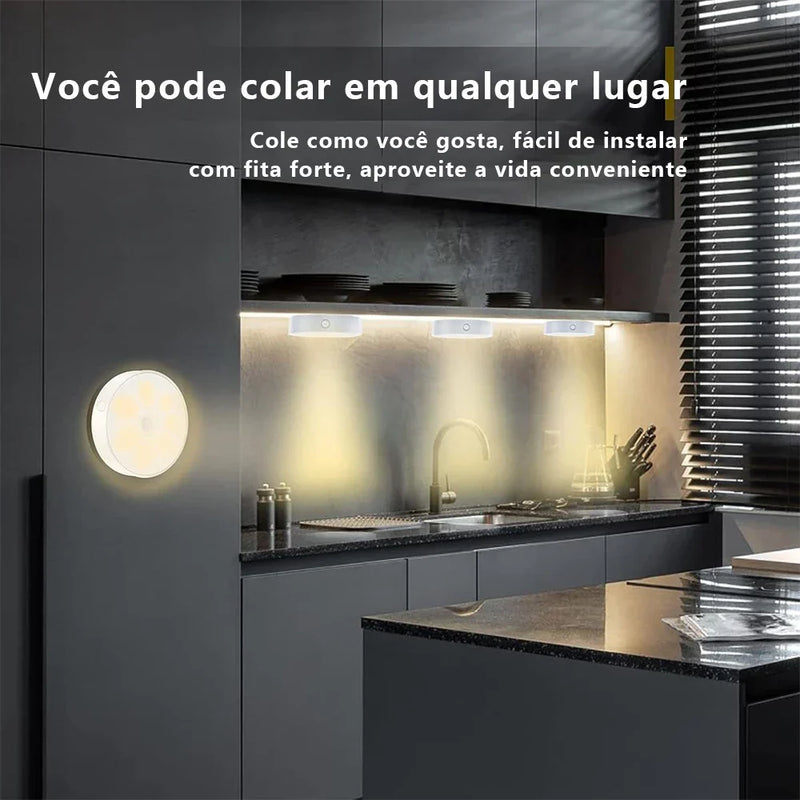 KIT6/10 Luminárias Led S/ Fio Com Sensor Presença