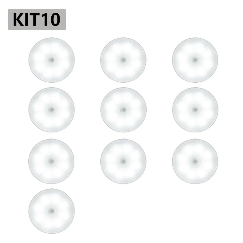 KIT6/10 Luminárias Led S/ Fio Com Sensor Presença