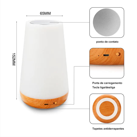 DreamLight 13C – Luminária Touch RGB Recarregável com Controle