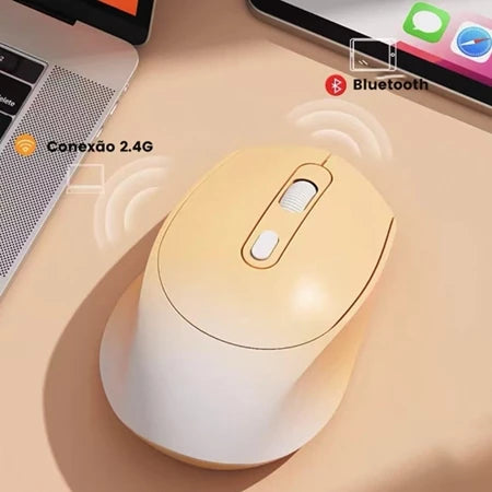 DualConnect Pro – Mouse Sem Fio Recarregável 2.4GHz & Bluetooth