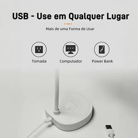 Flex DeskLight Pro – Luminária LED Recarregável com Proteção Ocular