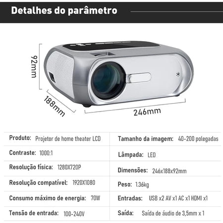 T7 WiFi Cinema – Projetor Full HD 4000 Lúmens