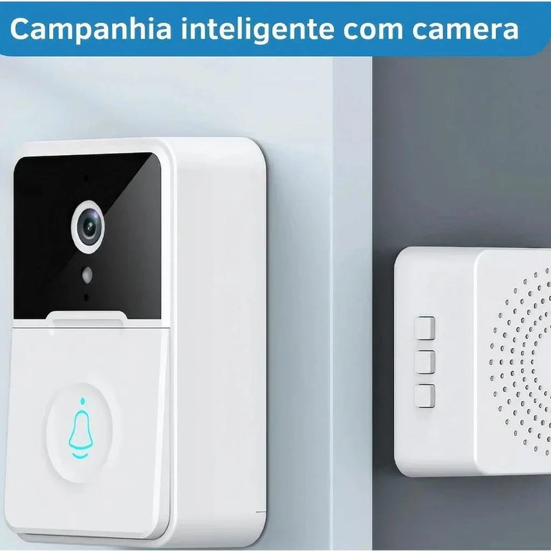 Campainha com Câmera Vídeo Porteiro Sem Fio Wi-Fi HD